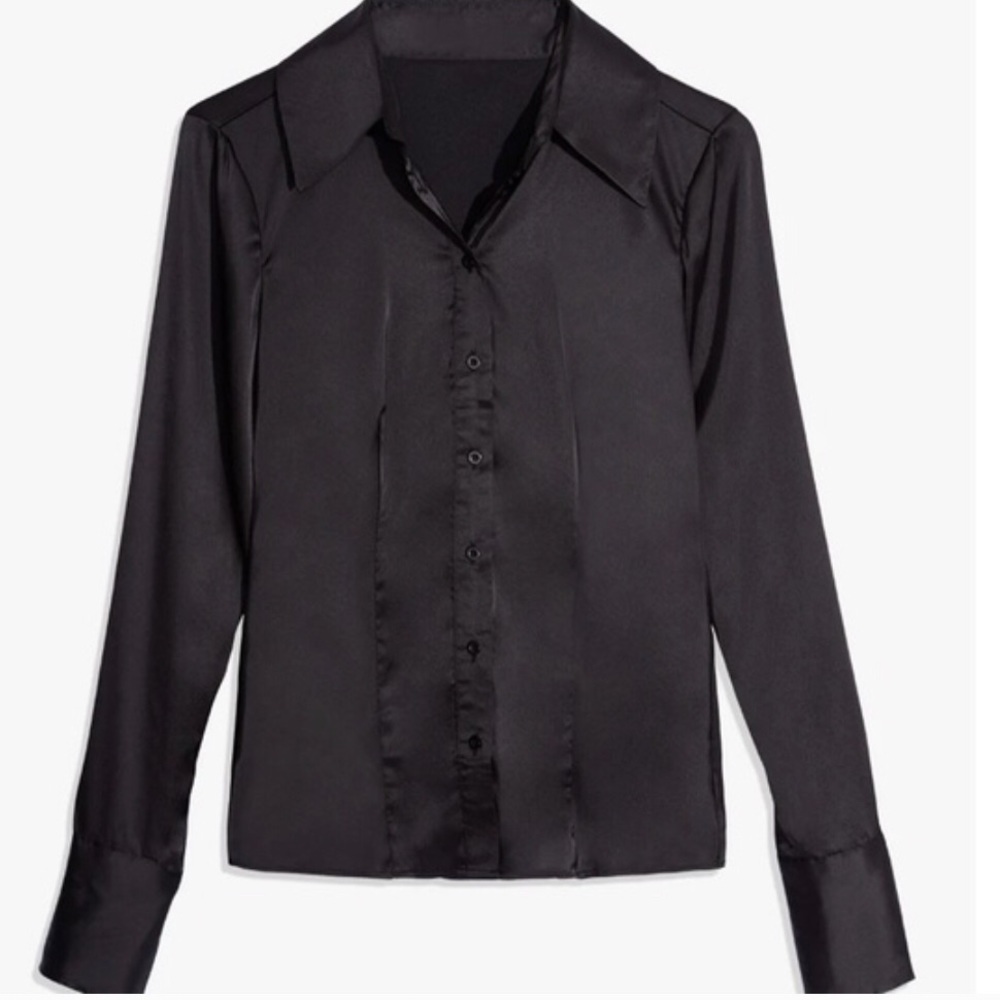 WeWoreWhat STRETCH CHARMEUSE BUTTON DOWN
